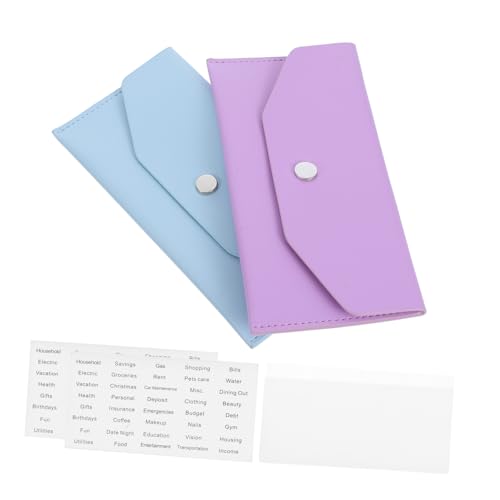 TEHAUX 2sätze Geldbörse Aus Pu Für Damen Und Wiederverwendbarer Budget-Umschlag Bargeld-Organizer Mit Knopfverschluss Für Quittungen Schecks Und Bankkarten Und Schmutzabweisend von TEHAUX
