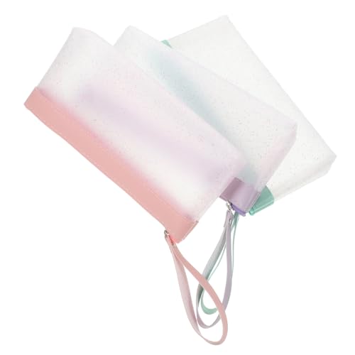 TEHAUX 3 Stück Mäppchen briefpapier Set schreibwaren Set stiftetui große Schreibwarentasche Bleistifttasche mit Reißverschlussdesign Büro-Bleistifttasche Studenten-Stifttasche TPU von TEHAUX