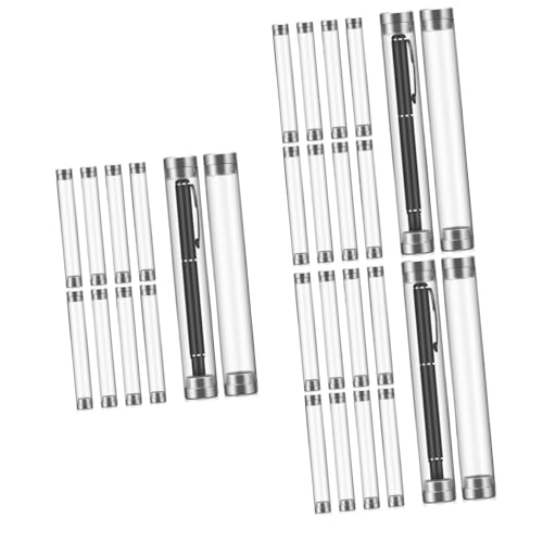 TEHAUX 30 Teiliges Acryl Stifteetui Transparent Zylindrische Einzelstift Halterung mit Stoppern Kratzfestes Langlebiges Material Kompakte Aufbewahrung für Büro Schule von TEHAUX