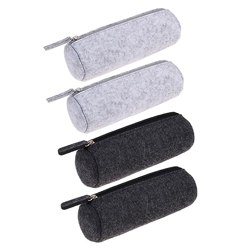 TEHAUX 4stücke Federmäppchen Mit Reißverschluss Aus Filz Bleistifthalter Organizer Für Stifte Und Schreibwaren Kosmetiktasche Runde Taschen Und Dunkelgrau von TEHAUX