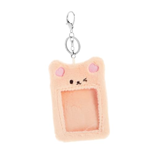 TEHAUX 5 Stück Bärenkartenhalter-Anhänger Clip ausgestopft Kawaii plüschtier Karten Halter Abnehmbarer Schlüsselanhänger Tasche schlanke Brieftasche transparenter Halter PVC Khaki von TEHAUX
