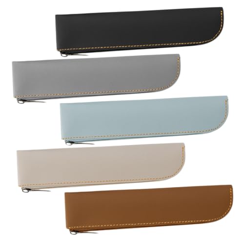 TEHAUX 5stücke Großes Stifteetui Aus Pu-Leder Mit Reißverschluss Federmäppchen Mit Hoher Kapazität Tragbare Stifttasche Für Schule Und Büro Organizer Zum Aufbewahren Von von TEHAUX