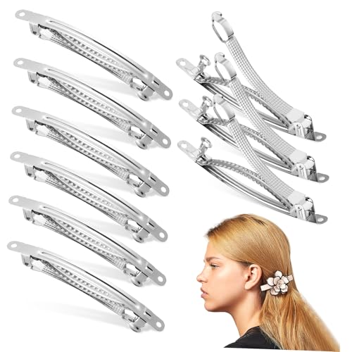 TEHAUX 50 Stück Federklammern Schmuckzubehör Haarspangen Für Damen Farbig Groß Niedlich Aus Metall DIY Clip Legierung Silber von TEHAUX