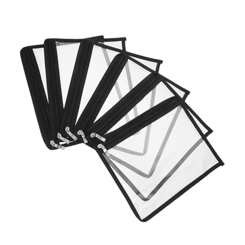 TEHAUX 6 Stück Aufbewahrungstasche Mit Reißverschluss Reißverschlusstasche Große Organizer-Tasche Bleistiftbeutel Süß Durchsichtige Organizer-Taschen Binder Federmäppchen Black von TEHAUX
