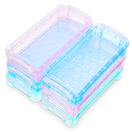 TEHAUX 6 Stück Durchsichtige Bleistiftbox Kunststoff-Federmäppchen Harte Buntstiftbox Stifthalter Leere Stift-Geschenkbox Organizer Stiftverpackungsbox Für Erwachsene Kinder Büro von TEHAUX