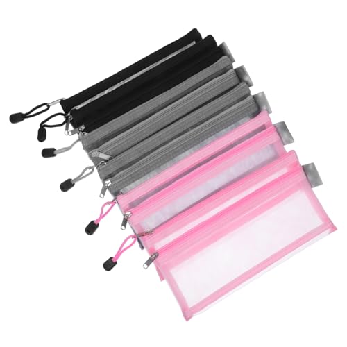 TEHAUX 6 Stück Teiliges Doppellagige Nylon Mesh Reißverschlusstaschen Vielseitiges Federmäppchen und Kosmetiktasche Transparente Leichte Organizer für Schule Büro und Reisen Robuste von TEHAUX