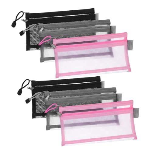 TEHAUX 6 Stück Teiliges Mesh Reißverschluss Etui Doppellagige Transparente Nylon Federmäppchen Leichter und Robuster Organizer für Schule Büro und Reise Effiziente Aufbewahrung und von TEHAUX