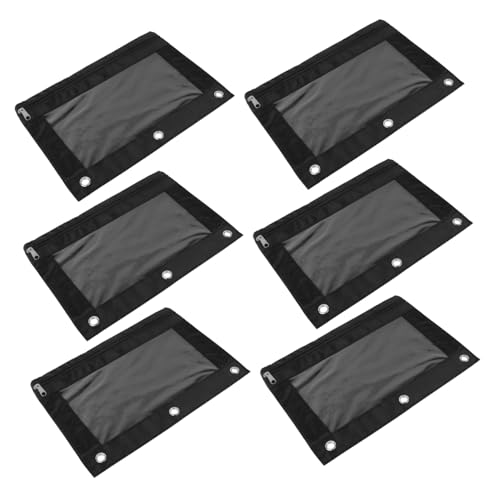 TEHAUX 6 Stück Teiliges Transparente Oxford Stiftetaschen mit Löchern Reißverschlussfest Große Kapazität Leicht für Büro Schule und Ordner Kompatibel von TEHAUX