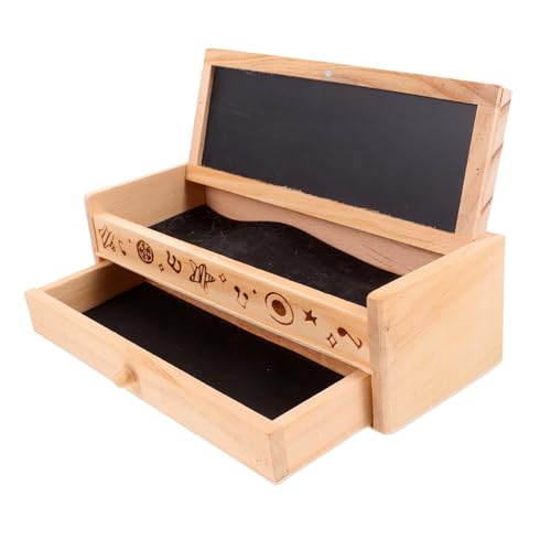 TEHAUX Doppelschicht Holz Stiftebox Multifunktionale Aufbewahrungsbox für Schüler Schreibwaren Organizer Federmäppchen mit Stabilem Material für Schreibtisch und Schule von TEHAUX