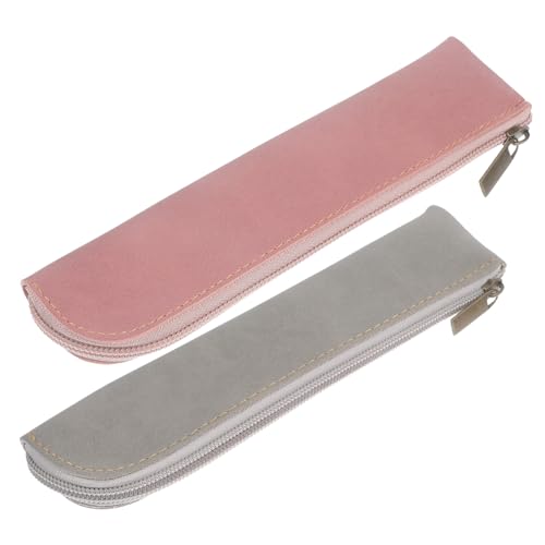 TEHAUX 2stücke Federmäppchen Aus Pu-Leder Hübsches Federmäppchen Für Stifte Und Make-up-Pinsel Mit Reißverschluss Für Stifte Bleistifte Lineale Und Notizen von TEHAUX