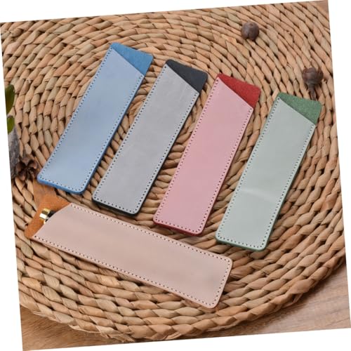 TEHAUX Handgefertigte Vintage Echtleder Stiftetasche Pen Pouch mit Festem Halt Stilvoller Schreibwaren Organizer für Schule Büro Geschenkidee für Schüler und Berufstätige Nebelwachs Blau von TEHAUX