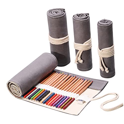 TEHAUX Bleistifthülle Aus Leinwand Mit Fächern Tragbare Stiftetasche Als Rolle Stiftehalter Für Bleistifte Kugelschreiber Und Marker Organizer Mit Praktischem Schnallendesign von TEHAUX