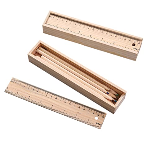TEHAUX Holzetui Mit Schublade Zur Stiftaufbewahrung Federmäppchen Aus Holz Aufbewahrungsbox Für Schreibwaren Für Schulkinder von TEHAUX