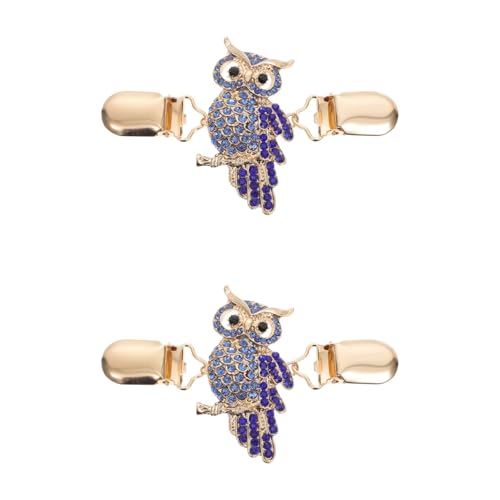 TEHAUX 2 Stücke Strickjacke Clip Eule Strass Pullover Clips Vintage Cardigan Schal Clips Metall Mädchen Brosche Pin Bluse Strickjacke Kleider Jacke Kostüm Zubehör von TEHAUX