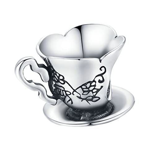 TEHAUX Retro Sterling Silber Armband mit Teetassen Perlen Eleganter Hand Schmuck für Damen Geschenkidee für Frauen und von TEHAUX