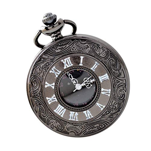 TEHAUX Zubehör Retro-Taschenuhr im Romanischen Stil Vintage-Muster Runde Uhr Anhänger Kette Halskette für Alltag Einkaufen Party Geschenk (Schwarz) Zubehör Für Krankenschwestern von TEHAUX