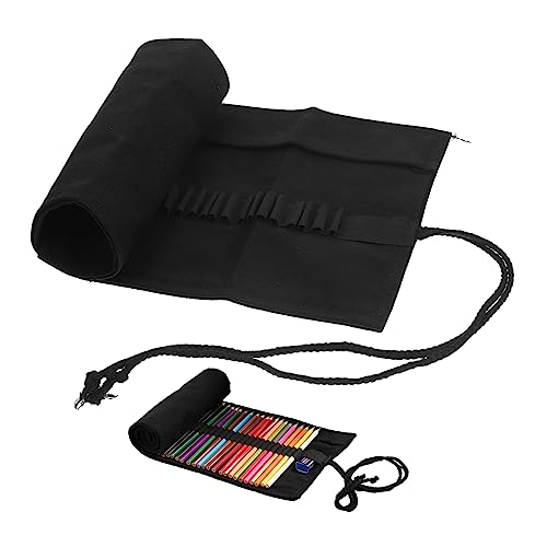 TEHAUX Roll up Bleistiftetui Canvas Tragbare Slot Bleistift Organizer Tasche Für Künstler Und Schüler Für Farbige Bleistifte Und Zeichenutensilien Leicht Und Platzsparend von TEHAUX