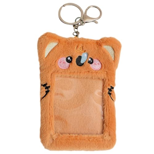 TEHAUX sichtbare Kartenhülle Trading Card Sleeves scheckkarten-etui kartenetui kartenset Karten aufbewahrung Schlüssel halten Ärmel Plüschkarte Gruß Plüsch-ID-Halter Ausweisinhaber Brown von TEHAUX