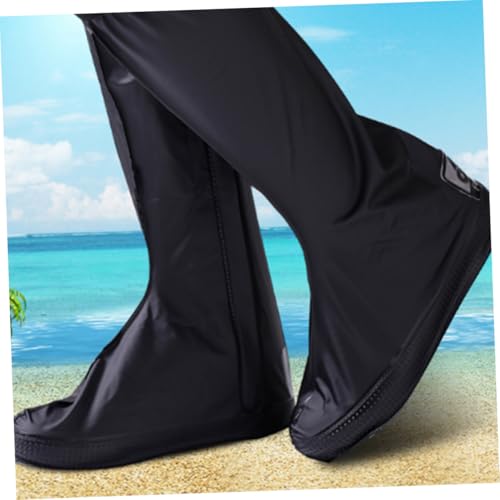 TEHAUX wasserdichte Herren Überziehschuhe XL mit Reißverschluss rutschfeste Gummisohle Geschnitten Faltbar Wiederverwendbar Geeignet für Schuhgröße Dunkles Nylon von TEHAUX