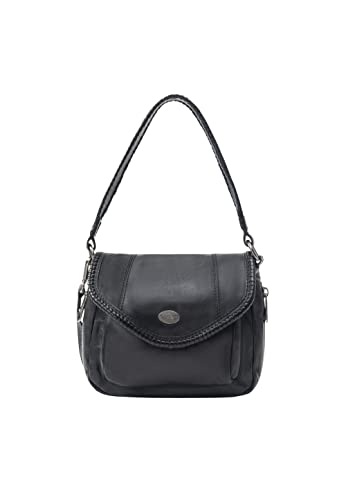 TEIMA Women's Schultertasche aus Leder, SCHWARZ von TEIMA