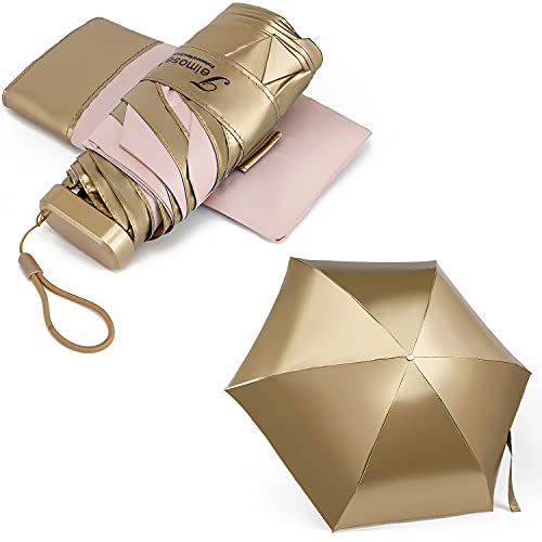 TEIMOSE Ultra Light Umbrella,Rain & Sun compact Umbrella Windproof, Mini Folding Umbrella for Travel Windproof, Rainproof & 99% UV Protection with Black Anti-UV Coating, UPF50+ (PINK) von TEIMOSE