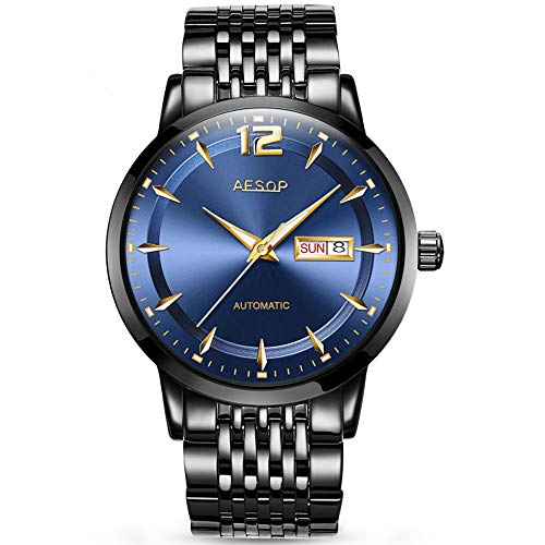 TEINTOP Aesop Automatik Uhren Herren Mechanische Edelstahlband(Blau Schwarz) von TEINTOP