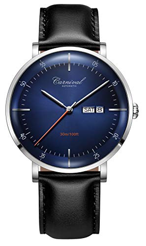 TEINTOP Automatik Uhr Herren Mechanische Japanische Bewegung Gebogen Kristall(Blau) von TEINTOP