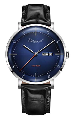 TEINTOP Automatik Uhr Herren Mechanische Japanische Bewegung Gebogen Kristall(Blau-2) von TEINTOP