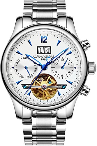 TEINTOP Multifunktionsuhren Herren Automatik Uhr Mechanical Watch Luminous Exhibition Movement Wrist Watches (Weiß) von TEINTOP