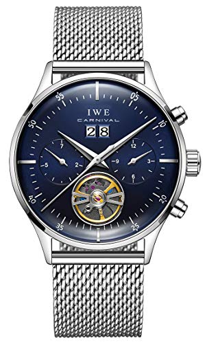 TEINTOP Multifunktionsuhren Herren Automatik Uhr Mechanische Offenes Herz Männlich Armbanduhren (Blau) von TEINTOP