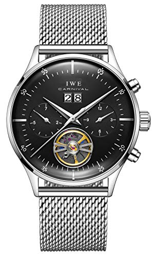 TEINTOP Multifunktionsuhren Herren Automatik Uhr Mechanische Offenes Herz Männlich Armbanduhren (Schwarz) von TEINTOP