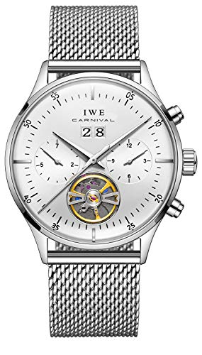 TEINTOP Multifunktionsuhren Herren Automatik Uhr Mechanische Offenes Herz Männlich Armbanduhren (Weiß) von TEINTOP