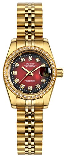 TEINTOP Sangdo Damen Automatik Uhr Mechanische Analog Selbstwind Edelstahlband(Rot Gold) von TEINTOP