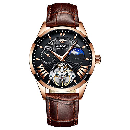 TEINTOP Uhren für Herren Automatik Tag Mond Armbanduhren mit Stahl Uhrenarmbänder (Gold Schwarz) von TEINTOP