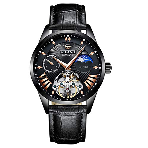 TEINTOP Uhren für Herren Automatik Tag Mond Armbanduhren mit Stahl Uhrenarmbänder (Schwarz) von TEINTOP