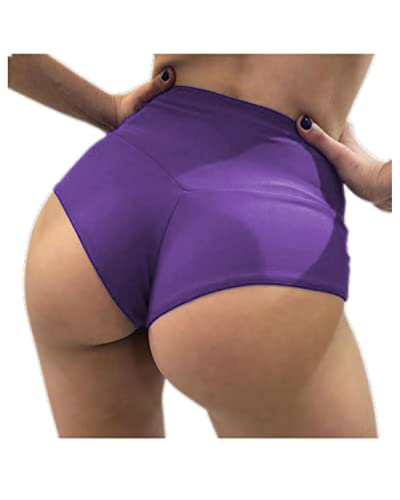Damen Yoga Booty Shorts Hohe Taille Workout Gym Tanz Hot Pants, violett, X-Groß Damen Yoga Booty Shorts Hohe Taille Workout Gym Tanz Hot Pants, violett, X-Groß von FICWIRU