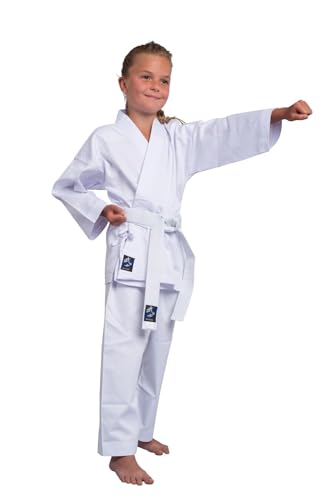 TEKKA BUDO Karateanzug Basix weiß 7.5 oz - Karate Gi Set - Jacke. Hose. Gürtel - Einsteiger Anzug - Größe 150 von TEKKA BUDO