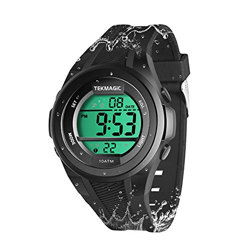 Armbanduhr Sport Jungen 10 Atmosphären Wasserdicht fur Schwim Tauchen mit Edelstahlarmband Wecker, Stoppuhr, Zweite Zeitzone, Timer, Kalender, 12 oder 24 Stunden Format Armbanduhr Sport Jungen 10 Atmosphären Wasserdicht fur Schwim Tauchen mit Edelstahlarmband Wecker, Stoppuhr, Zweite Zeitzone, Timer, Kalender, 12 oder 24 Stunden Format von TEKMAGIC