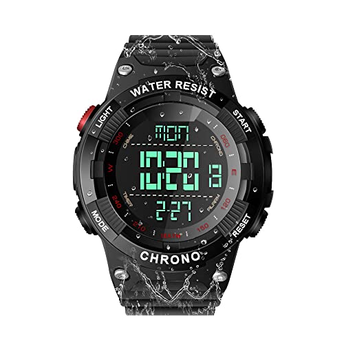 TEKMAGIC 10 ATM Wasserdicht Sportarmbanduhr zum Schwimmen und Tauchen mit Funktionen Wecker, Stoppuhr, Chronograph, Countdown, Timer, Dualzeit und Kalender, 12 und 24 Stunden Format Umschaltbar von TEKMAGIC