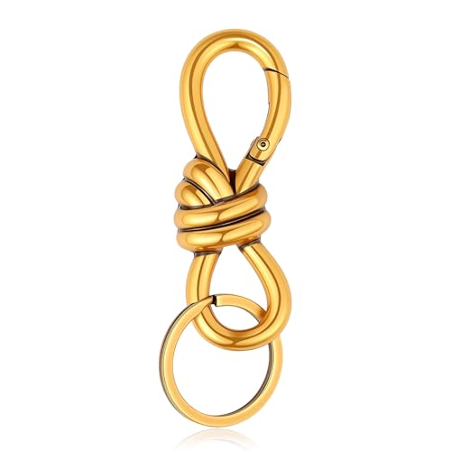 Gold Twist Knot Clasp Schlüsselanhänger D-Ring Schlüsselbund Trendiges Luxus-Taschenaccessoire Robuster Karabinerhaken Gold Twist Knot Clasp Schlüsselanhänger D-Ring Schlüsselbund Trendiges Luxus-Taschenaccessoire Robuster Karabinerhaken von TELAIN