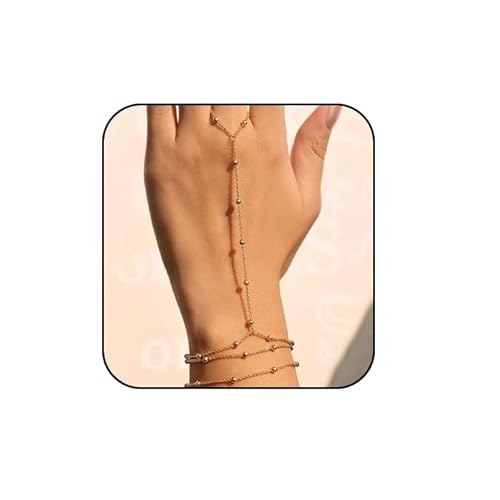 TELAIN Armreif Damen Gold, Wandelbare Handkette Mit Ring Und Anhänger, Ideal Als Schmuck Für Hochzeit Party Urlaub, Langlebiges Und Stilvolles Design von TELAIN