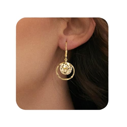 TELAIN Goldene Ohrringe Für Damen, 925 Silber Hängende Kreolen Mit 14K Vergoldung, Leicht Und Elegant, Perfekt Für Jeden Anlass Oder Als Geschenk von TELAIN