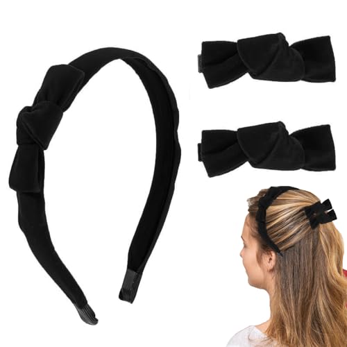 TELAIN Haarreif Damen Mit 2 Schwarzen Clips + 1 Schwarzes Stirnband, Elegantes Haarreif Set Für Damen, Vielseitig Für Schneewittchen Kostüm Oder Tägliche Nutzung, Breiter Haarreifen Für Jeden Anlass TELAIN Haarreif Damen Mit 2 Schwarzen Clips + 1 Schwarzes Stirnband, Elegantes Haarreif Set Für Damen, Vielseitig Für Schneewittchen Kostüm Oder Tägliche Nutzung, Breiter Haarreifen Für Jeden Anlass von TELAIN