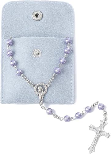 TELAIN Katholische Rosenkranz Perlen für Frauen - Firmung Geschenke für Mädchen, Einfache Farbe, Button-Beutel, Kunstperlen Rosenkranz, Geschenke für Frauen von TELAIN