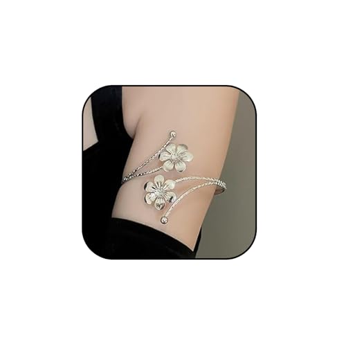 TELAIN Oberarmreif Silber Set Oberarmreif Armreif mit 1 Silbernen Armreifen,Verstellbar und Minimalistisch,Boho Armreif Silber 925 Damen,Wickelarmband Damen（Stil 2） von TELAIN