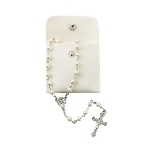 TELAIN Rosenkranz Perlen für Frauen Katholischer Rosenkranz Halskette mit Kunstperlen, Einfarbiger Stil, Spirituelles Geschenk für Frauen von TELAIN