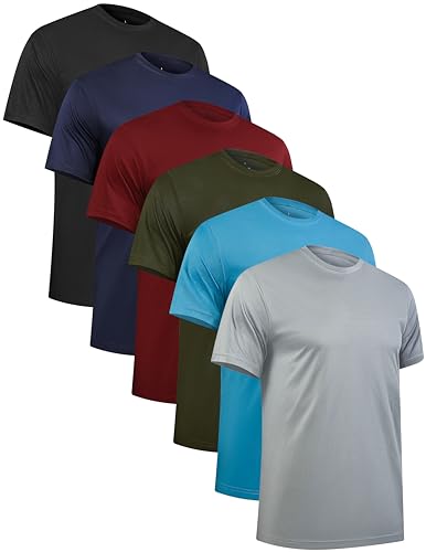 6 Pack Sport Tshirts Herren Funktionsshirt Herren Schnelltrocknend Atmungsaktiv Sport Shirt Männer Kurzarm Fitness Laufshirt Herren Gym Training Shirt Herren SetA 2XL von TELALEO