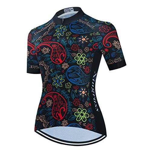 TELEYI Damen Radtrikot Kurzarm Fahrrad Jacke Fahrrad Shirt Schnell Trocknend Atmungsaktiv Mountainbike Kleidung von TELEYI