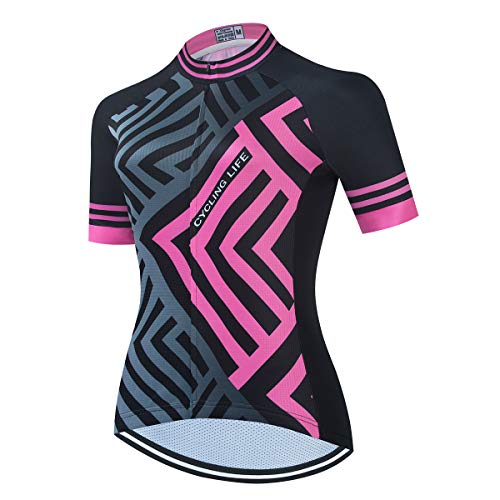 TELEYI Damen Radtrikot Kurzarm Bike Jacke Biking Shirt Schnell Trocken Atmungsaktiv Mountainbike Kleidung von TELEYI