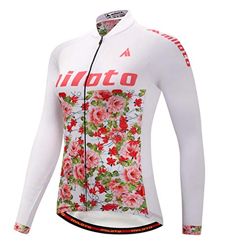 TELEYI Damen Radtrikot Langarm Fahrradjacke Bike Shirt Schnell Trocknend Atmungsaktiv Mountainbike Kleidung von TELEYI